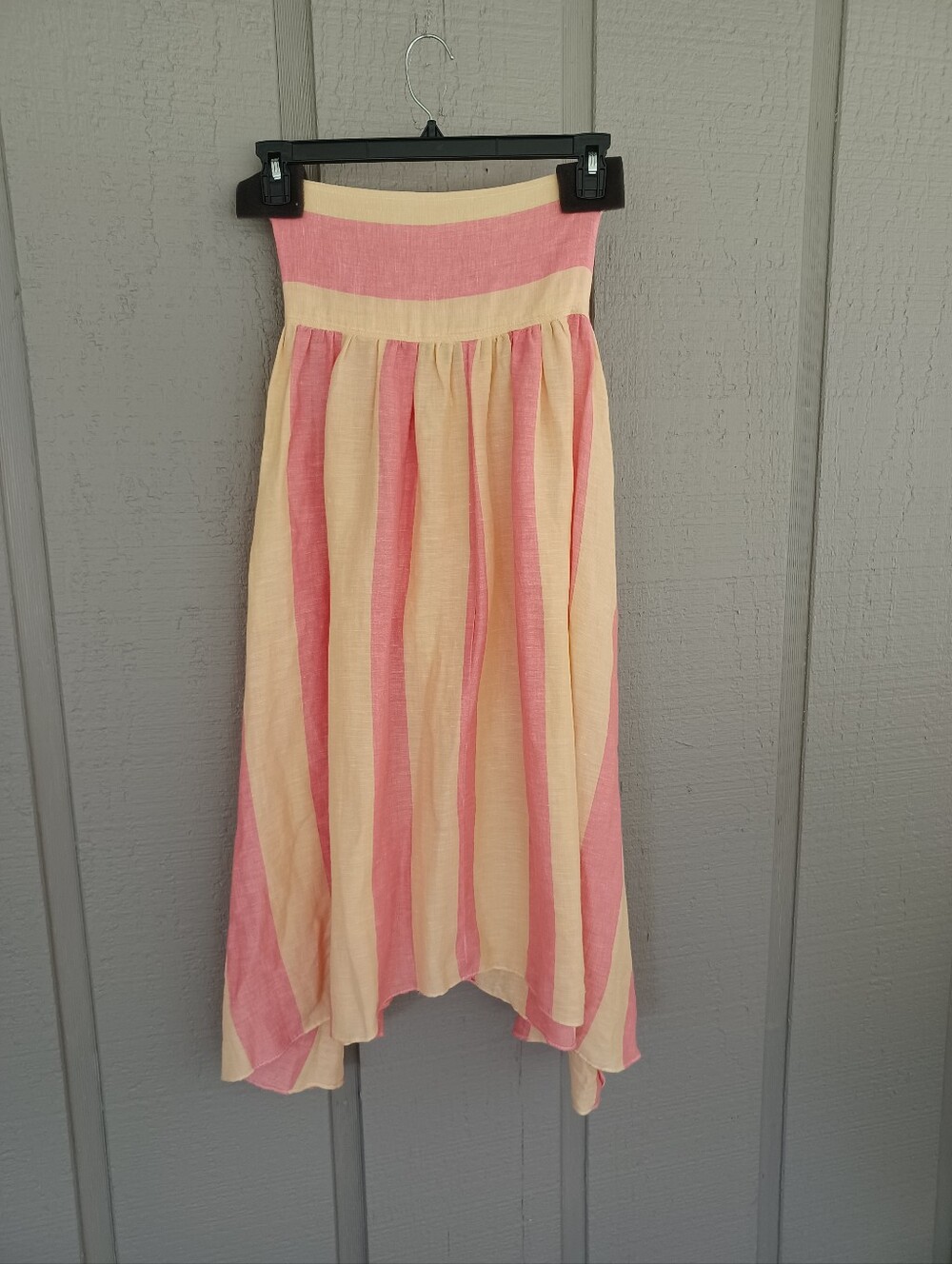 Apiece Apart Striped Strapless Midi Dress Elastic Tie Back Vacation Resortwear